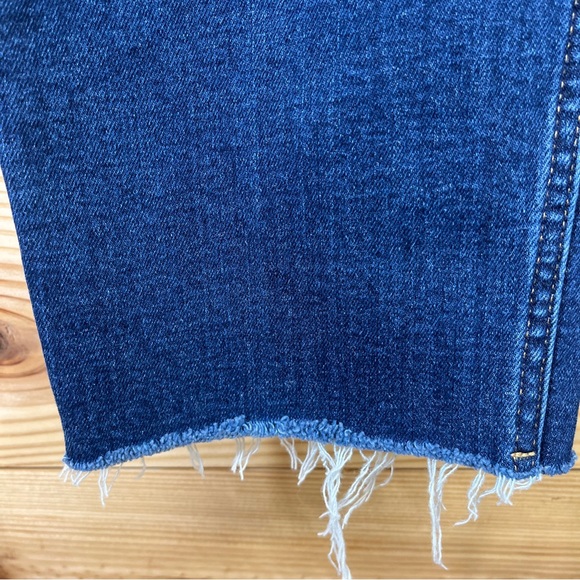 Gap Vintage Slim High Rise Jeans 34 18R Dark Indigo Stretch Denim Raw Hem - Picture 7 of 15